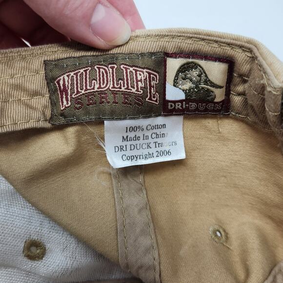 Wild Life Dri Duck Nature Inspired Tan Cap Fish Embroidery Design Cotton Dad Hat - Picture 8 of 10